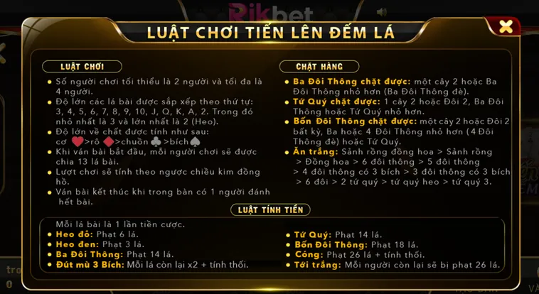 Tiến Lên Đếm Lá Tại RikBet Đỉnh Cao Đấu Trí Săn Thưởng Lớn