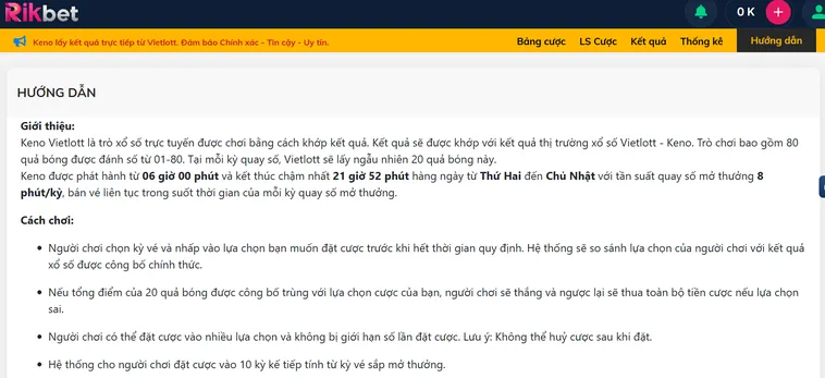 Siêu Phẩm Keno Vietlottt Tại RikBet Cá Cược Kiếm Tiền Thần Tốc Mỗi Giây